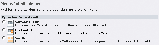 Auswahl Radiobuttons