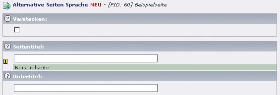 englischen Seitentitel eingeben